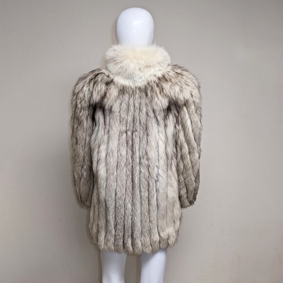 SAGA FOX Natural Blue/Shadow Fox Fur Stroller/Coat - Picture 4 of 12